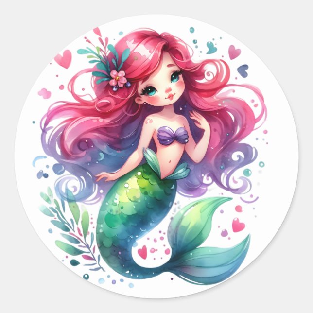 Pegatinas de sirenas de colores (Anverso)