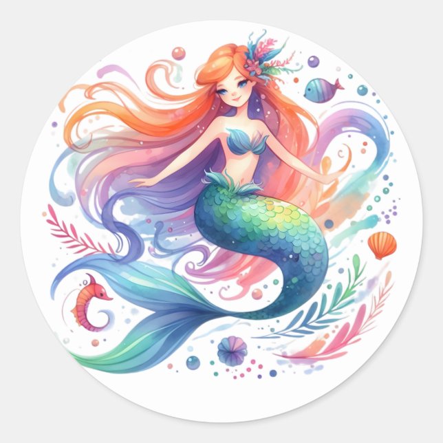 Pegatinas de sirenas de colores (Anverso)
