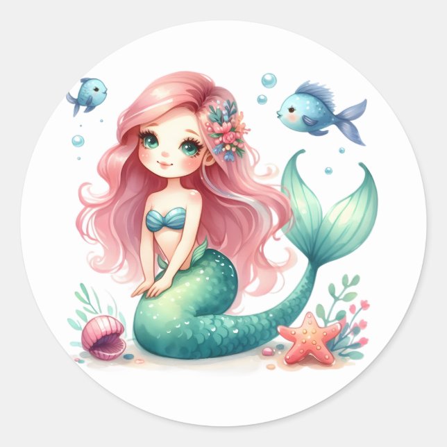 Pegatinas de sirenas de colores (Anverso)