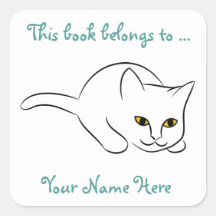 Pegatinas de Sitting Kitty Personalizable Bookplat