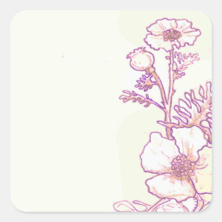 Pegatinas de sketch de flor silvestre Floral Poppy
