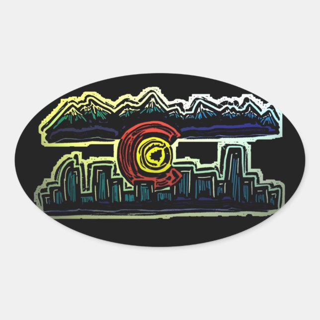 Pegatinas de skyline fade Colorado (Anverso)