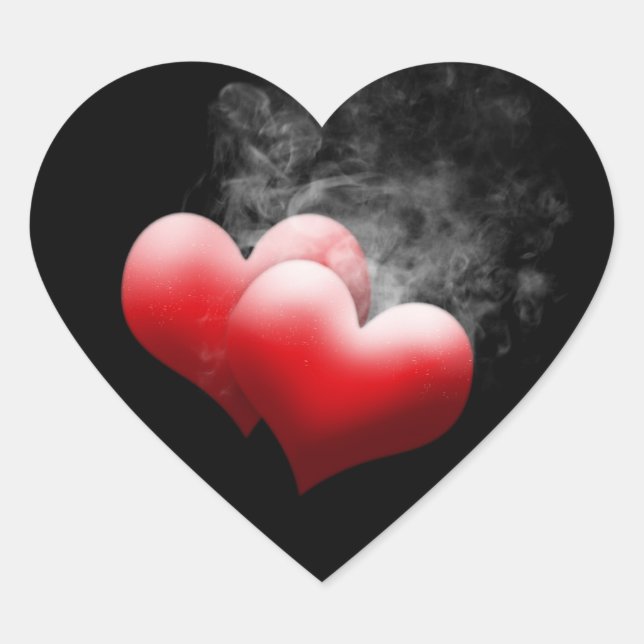 Pegatinas de Smokey Red Hearts (Anverso)