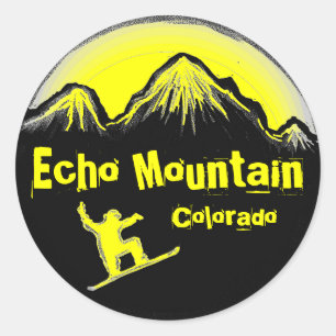 Pegatinas de snowboard amarillos de Echo Mountain