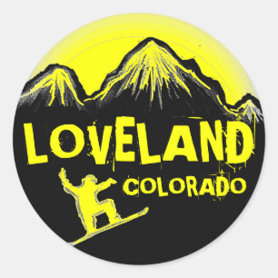 Pegatinas de snowboard amarillos de Loveland Color