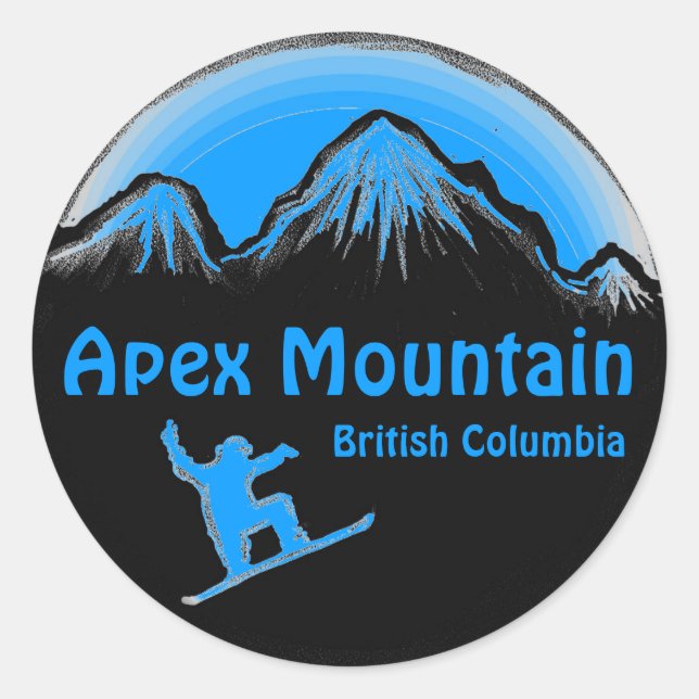 Pegatinas de snowboard azul de Apex Mountain BC Ca (Anverso)