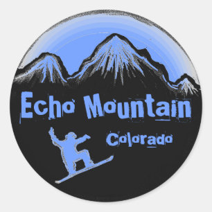 Pegatinas de snowboard azules de Echo Mountain Col