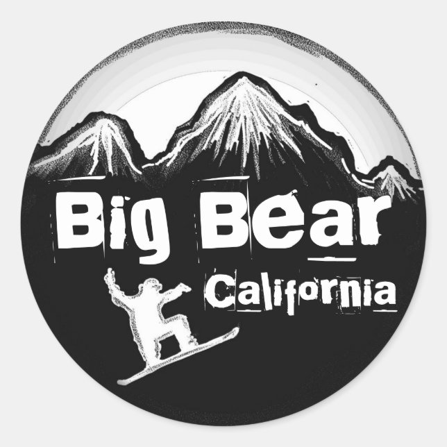 Pegatinas de snowboard blancos de Big Bear Califor (Anverso)
