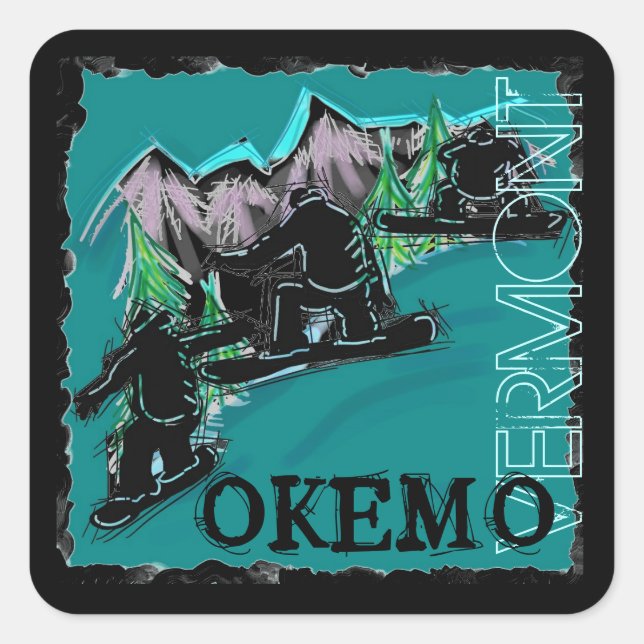 Pegatinas de snowboard de Okemo Vermont (Anverso)