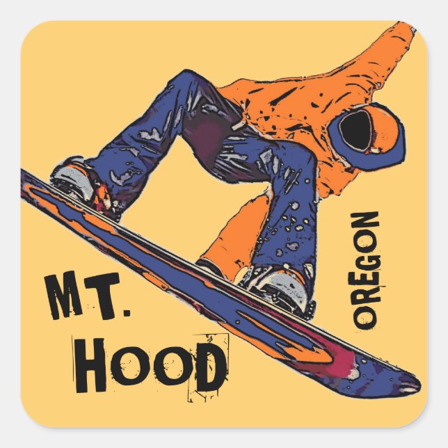 Pegatinas de snowboard del naranja Mount Hood Oreg (Anverso)