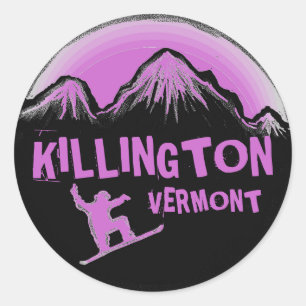Pegatinas de snowboard morado de Killington Vermon