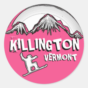 Pegatinas de snowboard rosa de Killington Vermont