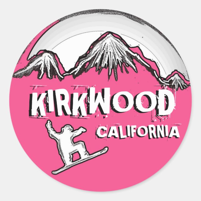 Pegatinas de snowboard rosados de Kirkwood Califor (Anverso)