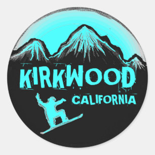 Pegatinas de snowboard verde azulados de Kirkwood