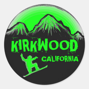Pegatinas de snowboard verdes de Kirkwood Californ