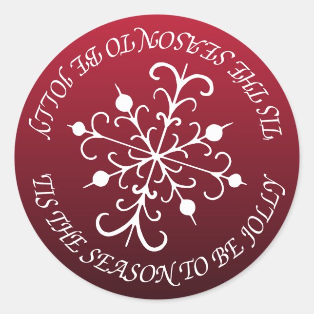 Pegatinas de sobre de copo de nieve alegre rojo de (Anverso)