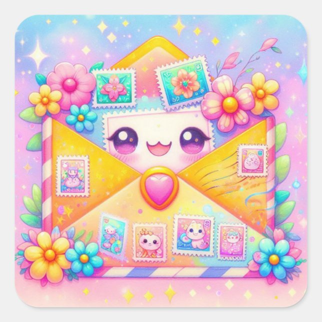 Pegatinas de Sobre Kawaii Caracol (Anverso)