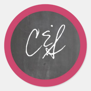 Pegatinas de sobres de Boda rosa Chalkboard