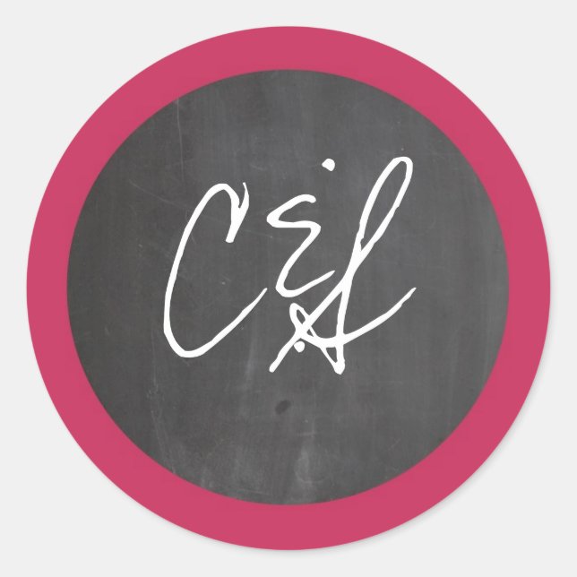 Pegatinas de sobres de Boda rosa Chalkboard (Anverso)