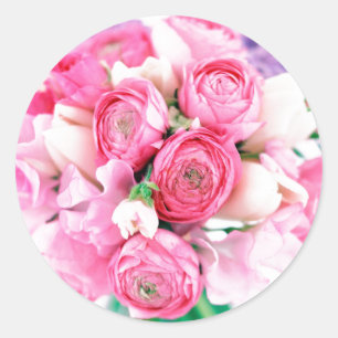 Pegatinas de sobres de flores rosas