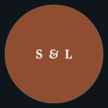 Pegatinas de sobres de monograma simple y ruso<br><div class="desc">Estos elegantes sellos para sobres de boda de terracota presentan una tipografía mínima de sif,  ampersand y guion. Personalizar estos sellos para sobres bodas con nombres,  detalles del día de la boda y más.</div>