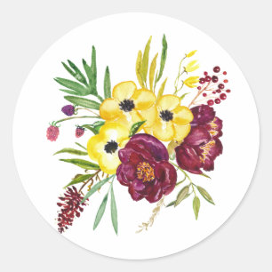 Pegatinas de sobres florales de acuarela
