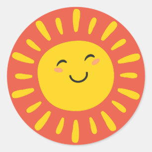 Pegatinas de sol sonriente Amarillo Naranja