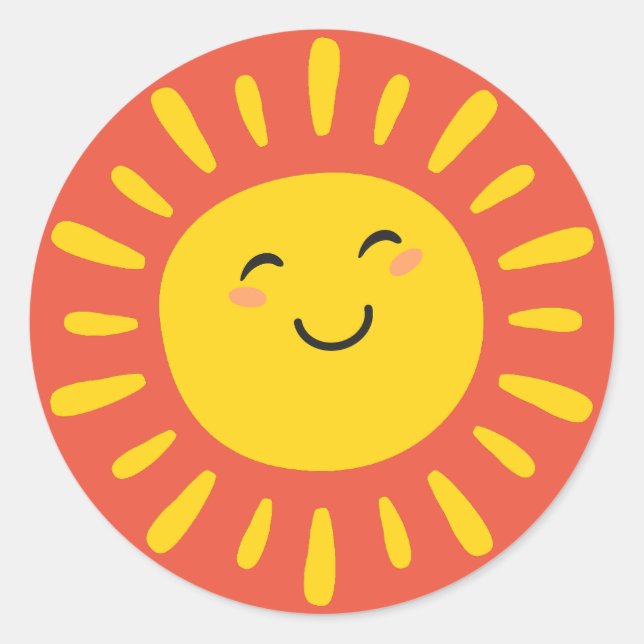 Pegatinas de sol sonriente Amarillo Naranja (Anverso)