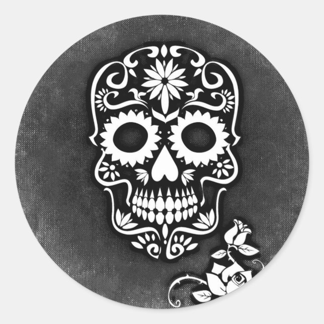 PEGATINAS DE SUGAR SKULL ROUND (Anverso)