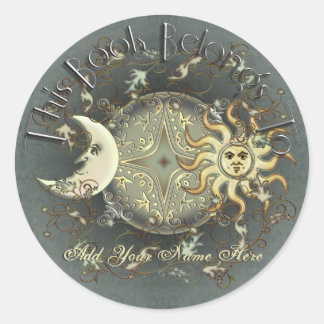 Pegatinas de Sun y Moon Bookplate celestes
