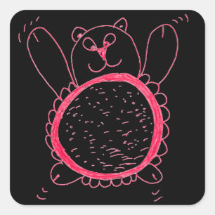 Pegatinas de Sunflower Bear Square