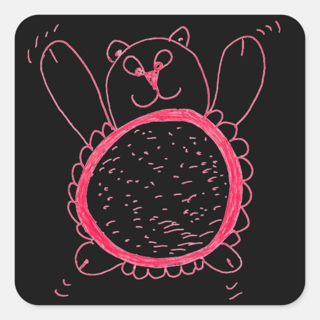 Pegatinas de Sunflower Bear Square (Anverso)
