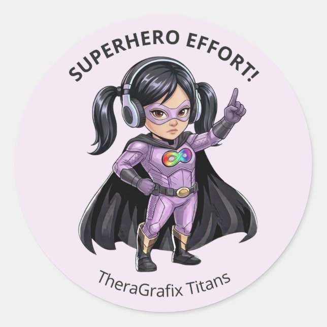 Pegatinas de superhéroe Chloe Autismo Lavanda Esfu (Anverso)