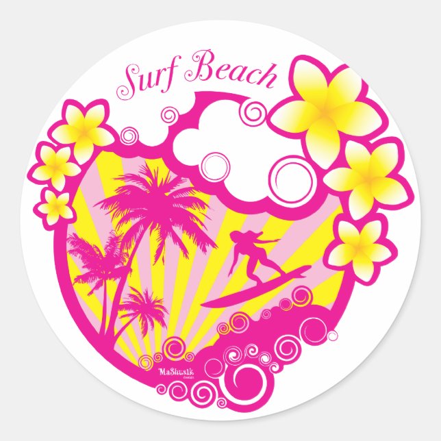 Pegatinas de Surf Beach (Anverso)