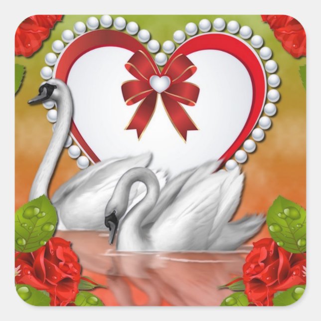 Pegatinas de swans de amor (Anverso)