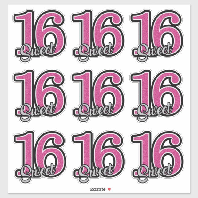Pegatinas de Sweet Sixteen (Hoja)