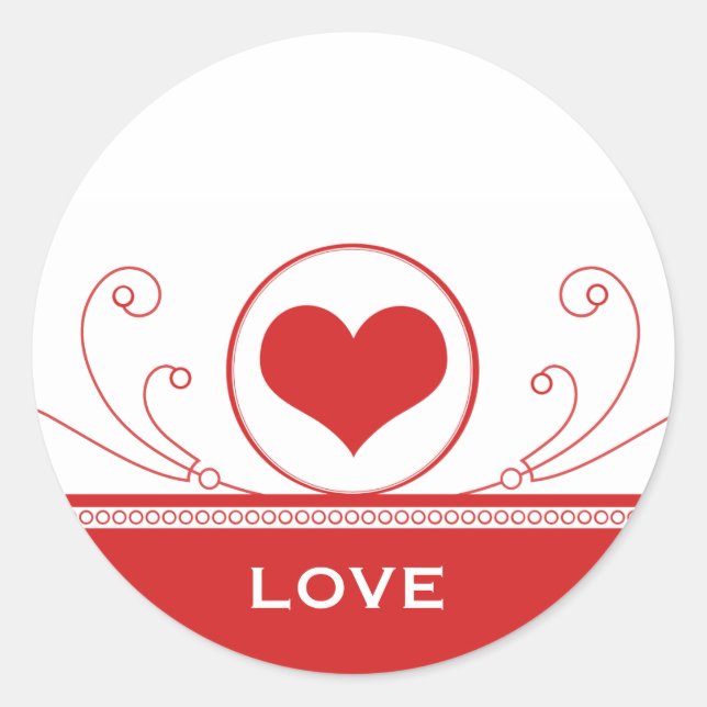 Pegatinas De Swirl Del Corazón Del Oro, Rojo (Anverso)