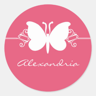 Pegatinas de Swirls Magenta Butterfly