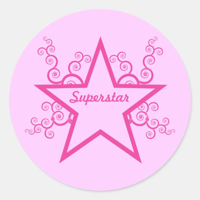 Pegatinas de Swirls Superstar, rosa brillante (Anverso)