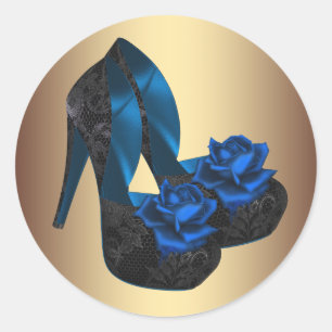 Pegatinas de tacones altos de oro azul real