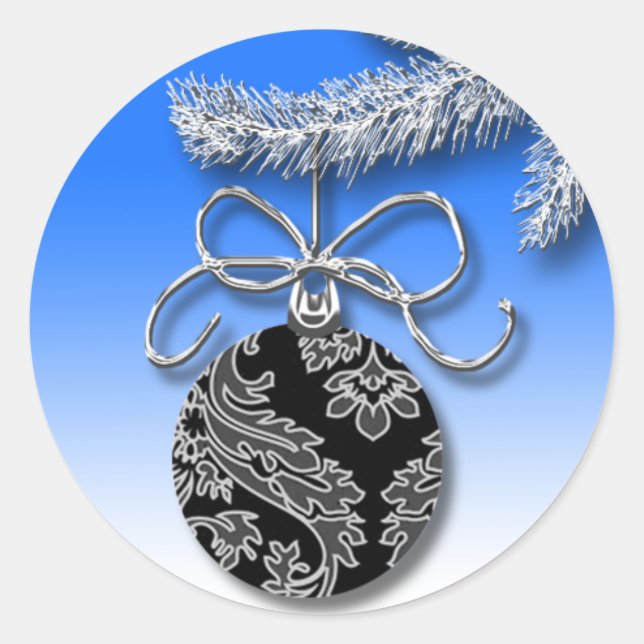 Pegatinas de tarjetas de Navidades de ornamentos d (Anverso)