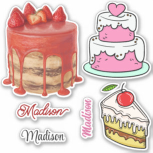 Pegatinas de tarta de nombre personalizado