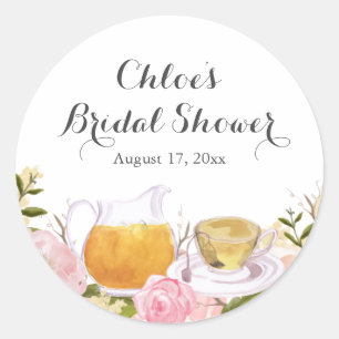 Pegatinas de Taza de Té de Rosa Rosa para Despedid
