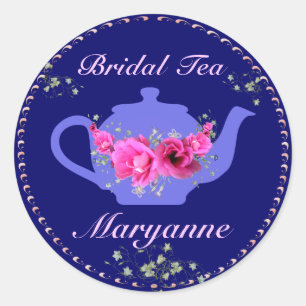 Pegatinas de té de novias Bouquet de flores rosada