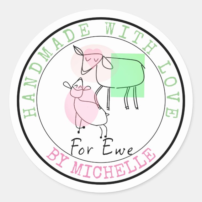 Pegatinas De Tejido Hechos A Mano Con Ovejas De Am (Anverso)