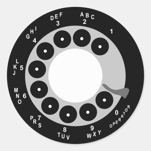 Pegatinas de teléfono retro - Negro/Blanco (Anverso)