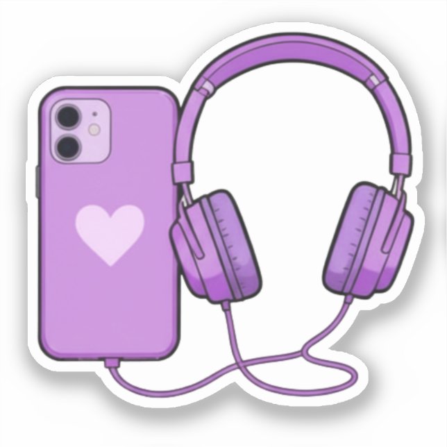 Pegatinas de teléfono y auriculares lindas y adora (Anverso)
