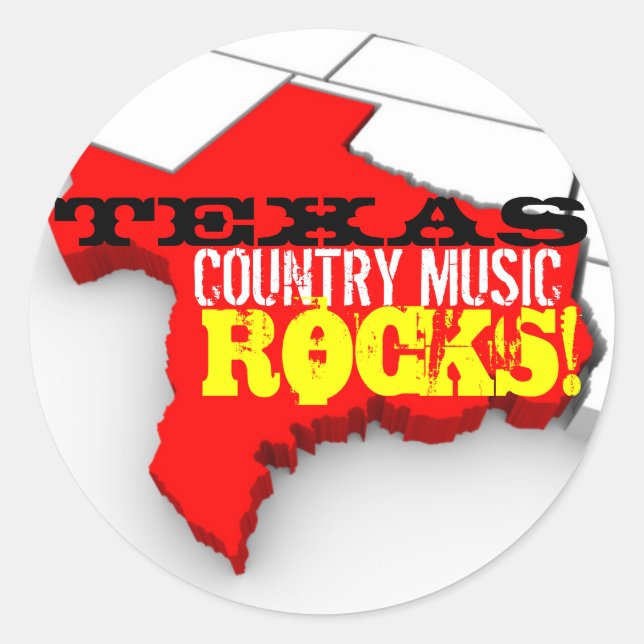 Pegatinas de Texas Country Music Rocks (Anverso)