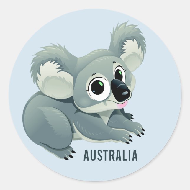 Pegatinas de texto de Cute Koala personalizado (Anverso)
