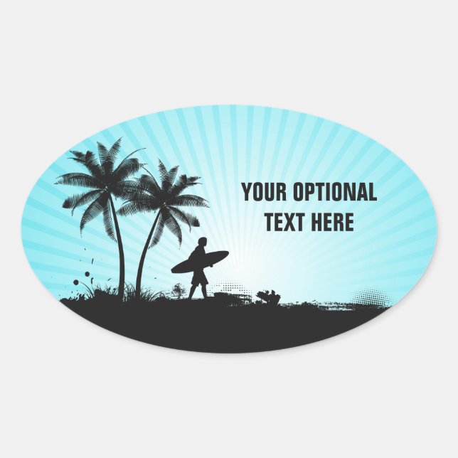 Pegatinas de texto de personalizado de Beach Surfe (Anverso)